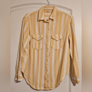 Aerie Tan and Cream Striped Long Sleeve Shirt